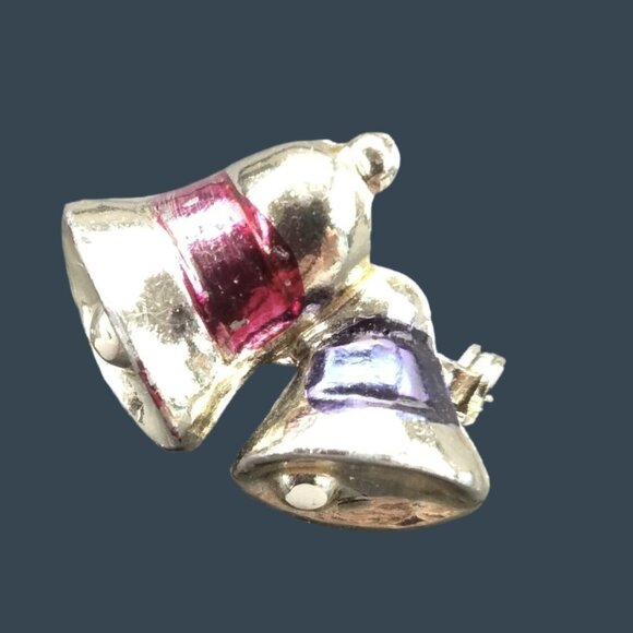 Christmas Bells Ringing Pin Brooch Vintage Holiday Jewelry - Picture 4 of 4